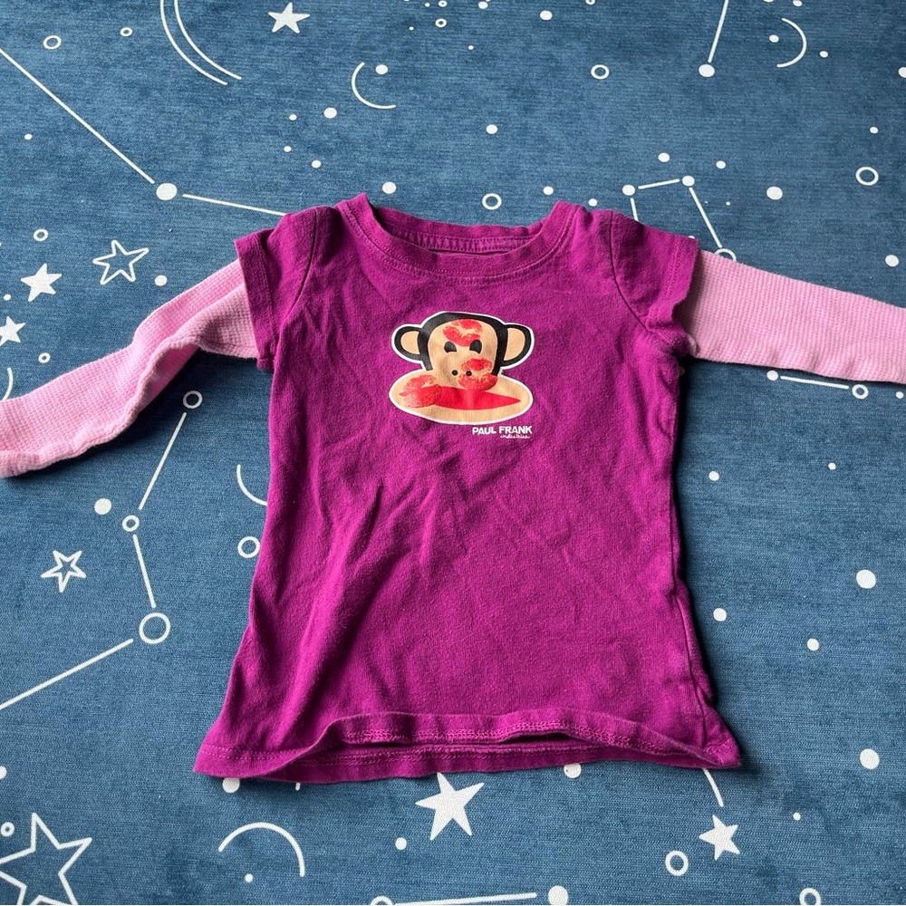 Paul Frank Long Sleeve Tee in Purple and Pink